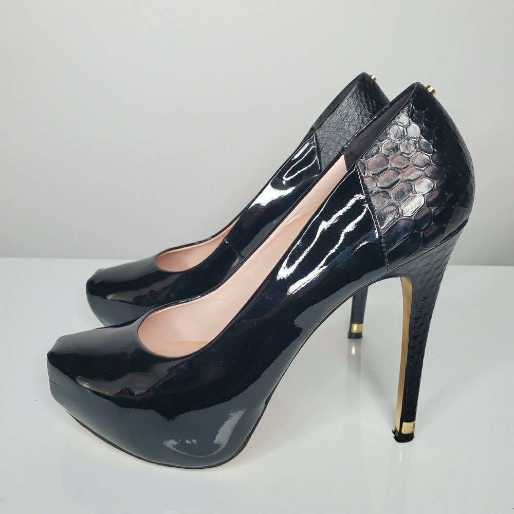Ted Baker Misao Platform Court Shoes Black Patent Sexy